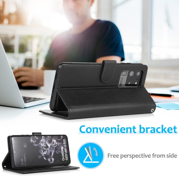 For Samsung Galaxy S20 Ultra Calf Texture 2 in 1 Detachable Magnetic Back Cover Horizontal Flip Leather Case with Holder & Card Slots & Wallet & Photo Frame(Black) by buy2fix