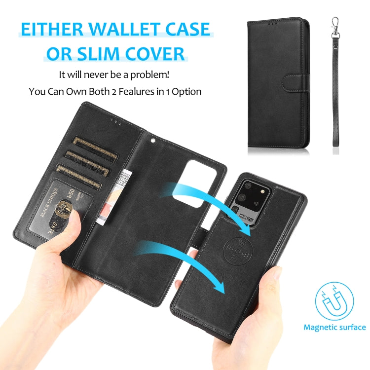 For Samsung Galaxy S20 Ultra Calf Texture 2 in 1 Detachable Magnetic Back Cover Horizontal Flip Leather Case with Holder & Card Slots & Wallet & Photo Frame(Black) by buy2fix