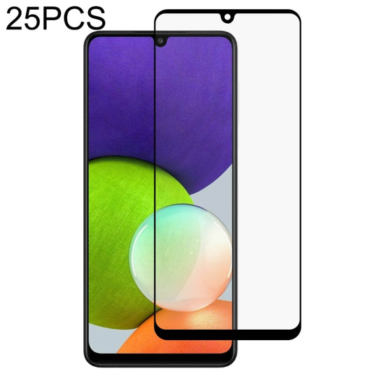 For Samsung Galaxy A22 4G 25 PCS Full Glue Full Screen Tempered Glass Film