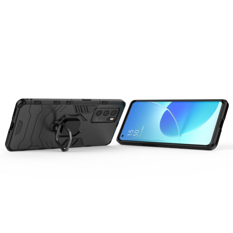 For OPPO Reno6 Pro 5G Shockproof PC + TPU Protective Case with Magnetic Ring Holder(Black) by buy2fix
