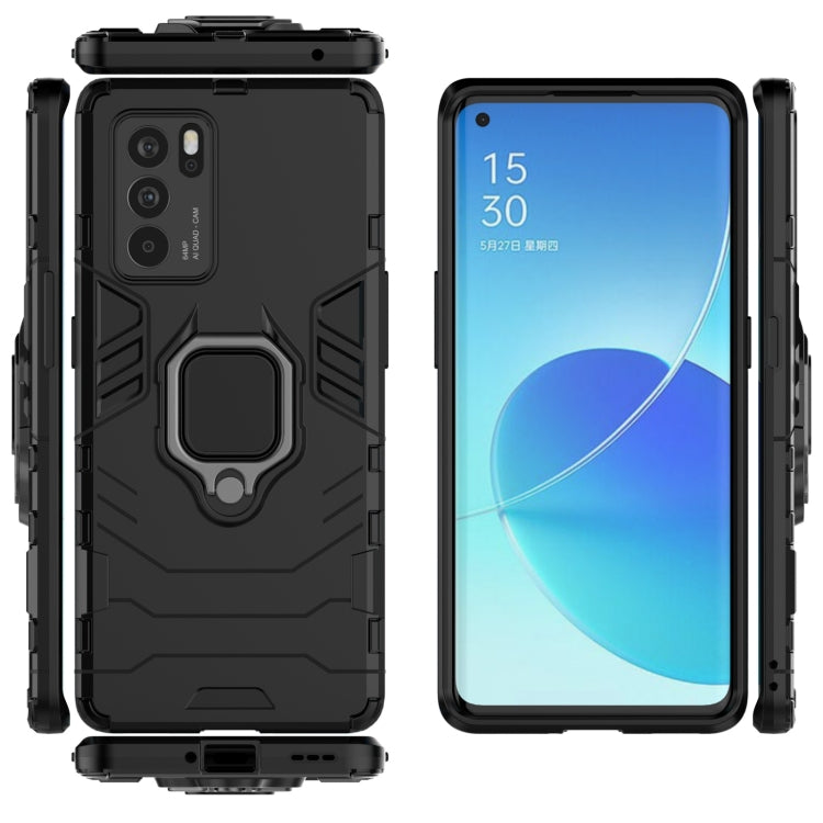 For OPPO Reno6 Pro 5G Shockproof PC + TPU Protective Case with Magnetic Ring Holder(Black) by buy2fix
