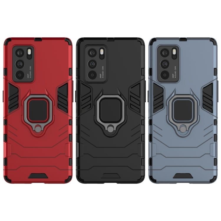 For OPPO Reno6 Pro 5G Shockproof PC + TPU Protective Case with Magnetic Ring Holder(Black) by buy2fix