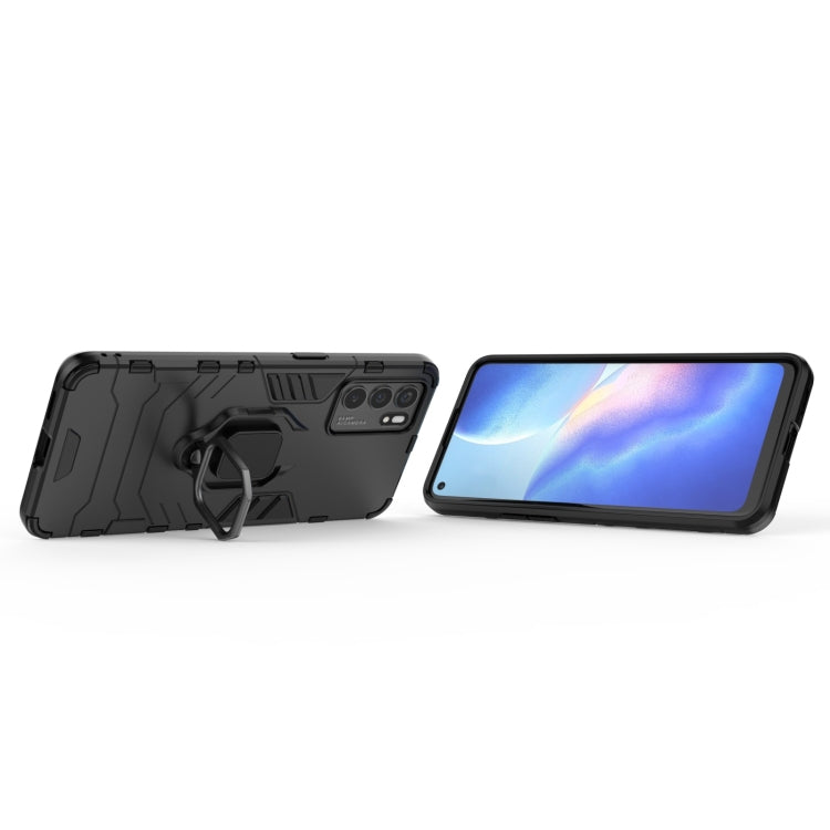 For OPPO Reno6 5G Shockproof PC + TPU Protective Case with Magnetic Ring Holder(Black) by buy2fix