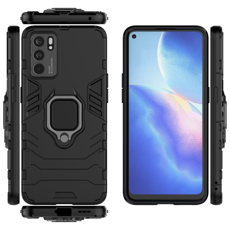 For OPPO Reno6 5G Shockproof PC + TPU Protective Case with Magnetic Ring Holder(Black) by buy2fix