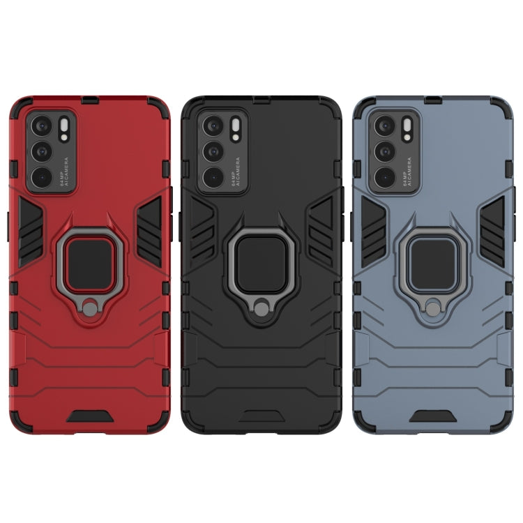 For OPPO Reno6 5G Shockproof PC + TPU Protective Case with Magnetic Ring Holder(Black) by buy2fix
