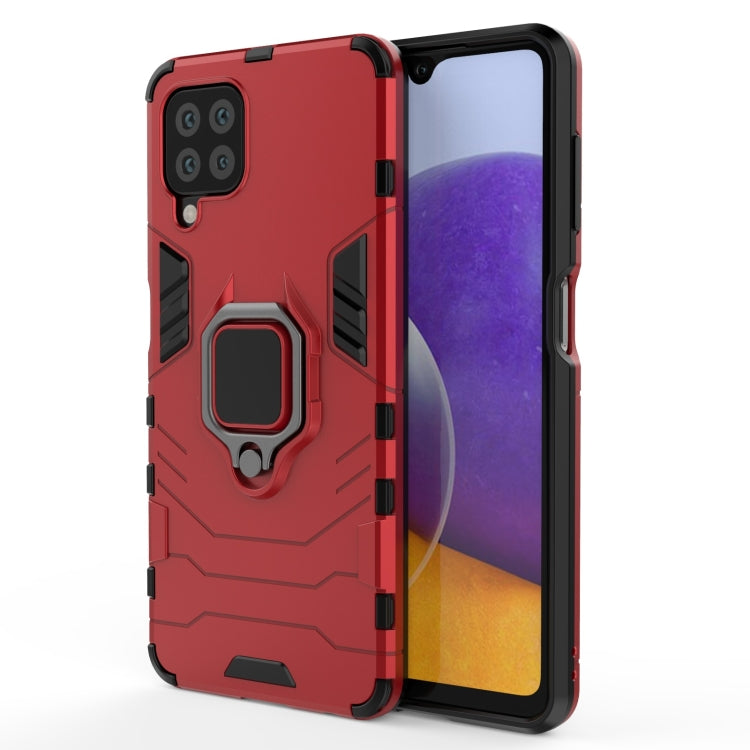 For Samsung Galaxy A22 4G Shockproof PC + TPU Protective Case with Magnetic Ring Holder(Red) by buy2fix