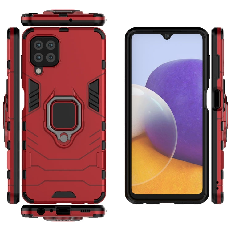 For Samsung Galaxy A22 4G Shockproof PC + TPU Protective Case with Magnetic Ring Holder(Red) by buy2fix