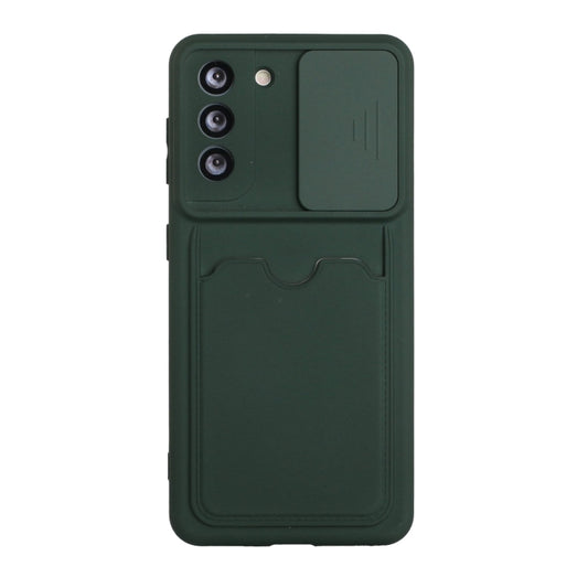 For Samsung Galaxy S21+ 5G Sliding Camera Cover Design TPU Protective Case with Card Slot(Dark Green) - Galaxy S21+ 5G Cases by buy2fix | Online Shopping UK | buy2fix