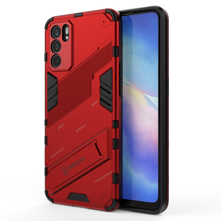 For OPPO Reno6 5G Punk Armor 2 in 1 PC + TPU Shockproof Case with Invisible Holder(Red) by buy2fix
