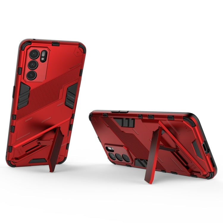 For OPPO Reno6 5G Punk Armor 2 in 1 PC + TPU Shockproof Case with Invisible Holder(Red) by buy2fix