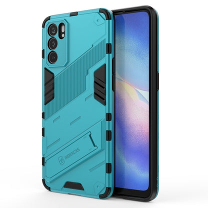 For OPPO Reno6 5G Punk Armor 2 in 1 PC + TPU Shockproof Case with Invisible Holder(Blue) by buy2fix