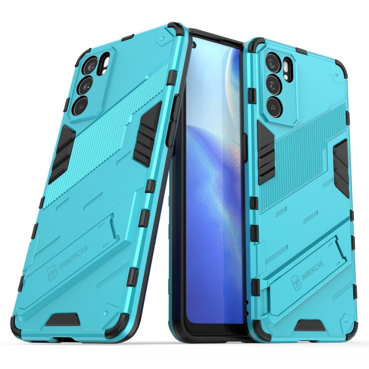 For OPPO Reno6 5G Punk Armor 2 in 1 PC + TPU Shockproof Case with Invisible Holder(Blue) by buy2fix