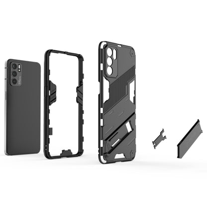 For OPPO Reno6 5G Punk Armor 2 in 1 PC + TPU Shockproof Case with Invisible Holder(Blue) by buy2fix