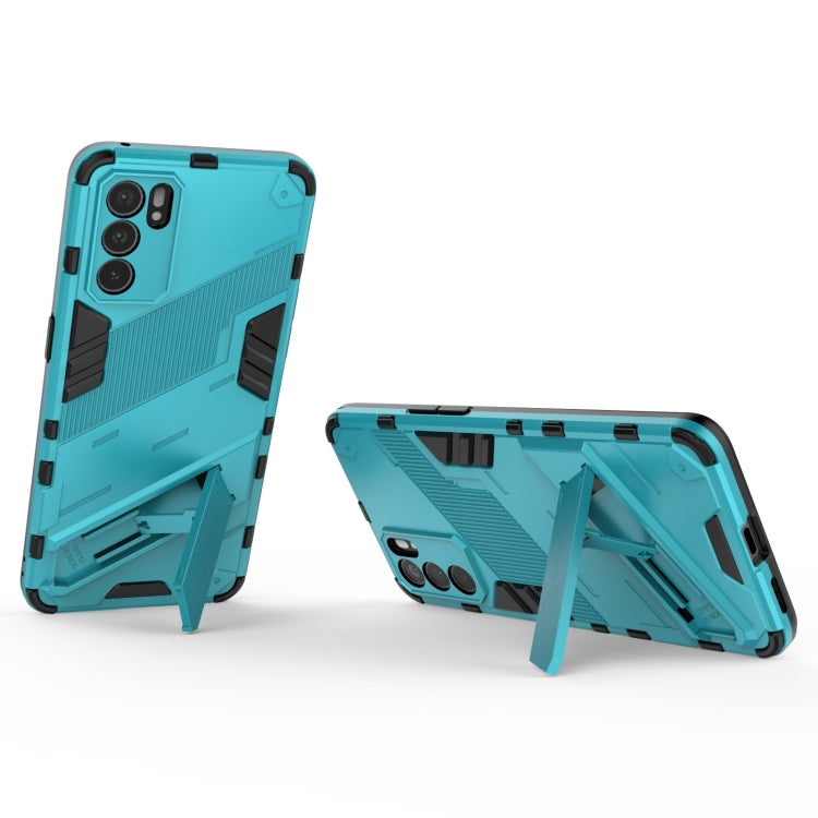 For OPPO Reno6 5G Punk Armor 2 in 1 PC + TPU Shockproof Case with Invisible Holder(Blue) by buy2fix
