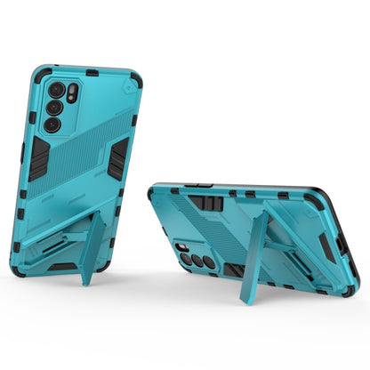 For OPPO Reno6 5G Punk Armor 2 in 1 PC + TPU Shockproof Case with Invisible Holder(Blue) by buy2fix