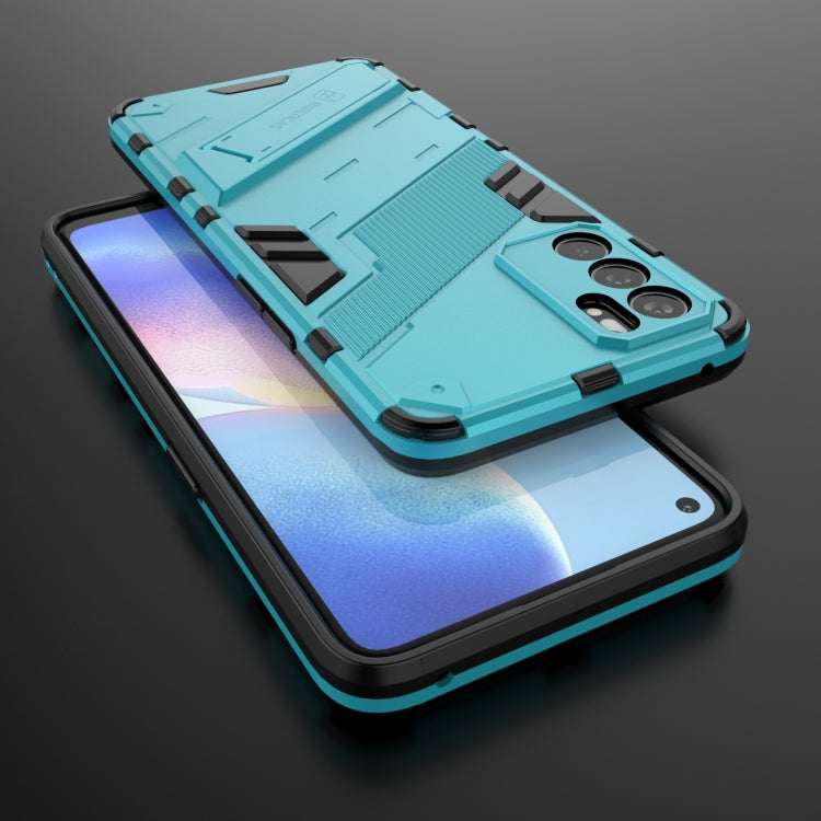 For OPPO Reno6 5G Punk Armor 2 in 1 PC + TPU Shockproof Case with Invisible Holder(Blue) by buy2fix