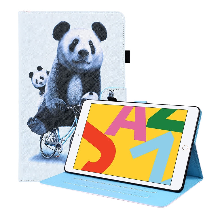For iPad 10.2 2021 / 2020 / 2019 Animal Pattern Horizontal Flip Leather Case with Holder & Card Slots & Photo Frame & Sleep / Wake-up Function(Cycling Panda) by buy2fix