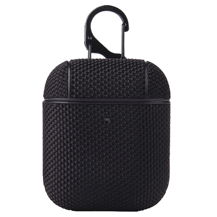 Business Cloth Earphone Protective Case with Hook For AirPods 1 / 2(Black) - For AirPods 1/2 by buy2fix | Online Shopping UK | buy2fix