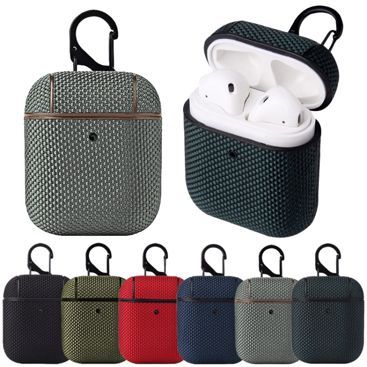 Business Cloth Earphone Protective Case with Hook For AirPods 1 / 2(Red) - For AirPods 1/2 by buy2fix | Online Shopping UK | buy2fix