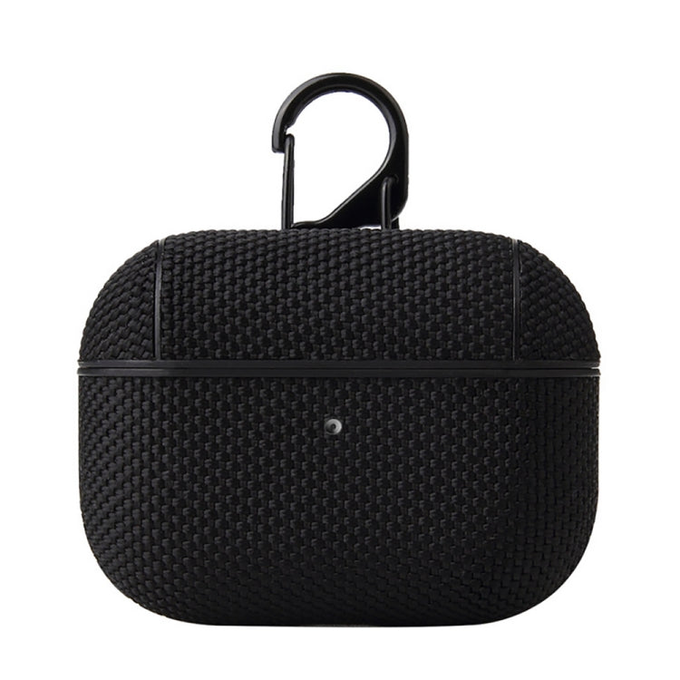 Business Cloth Earphone Protective Case with Hook For AirPods Pro(Black) - For AirPods Pro by buy2fix | Online Shopping UK | buy2fix