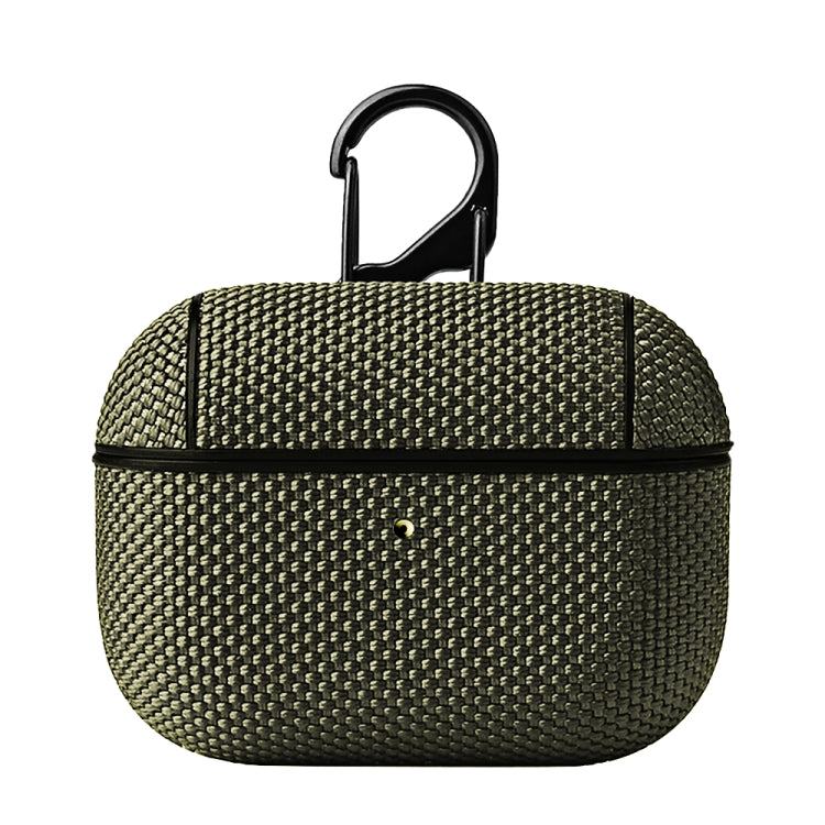 Business Cloth Earphone Protective Case with Hook For AirPods Pro(Green) - For AirPods Pro by buy2fix | Online Shopping UK | buy2fix