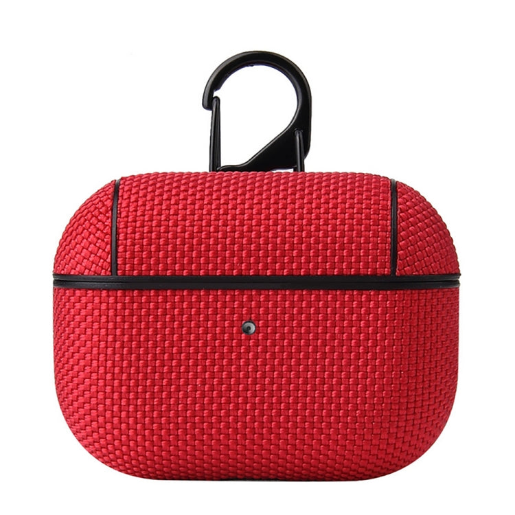 Business Cloth Earphone Protective Case with Hook For AirPods Pro(Red) - For AirPods Pro by buy2fix | Online Shopping UK | buy2fix