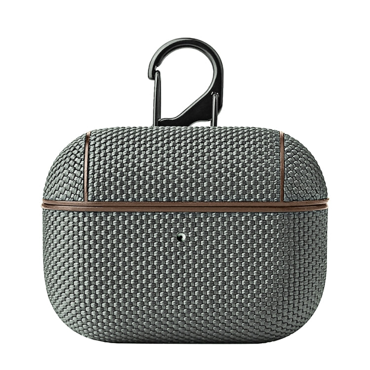 Business Cloth Earphone Protective Case with Hook For AirPods Pro(Grey) - For AirPods Pro by buy2fix | Online Shopping UK | buy2fix