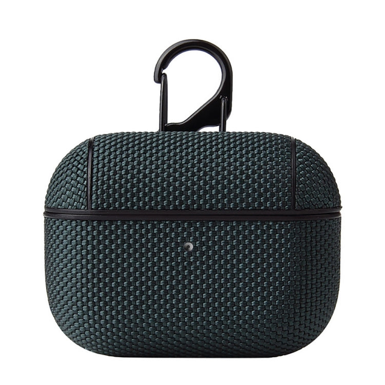 Business Cloth Earphone Protective Case with Hook For AirPods Pro(Dark Green) - For AirPods Pro by buy2fix | Online Shopping UK | buy2fix