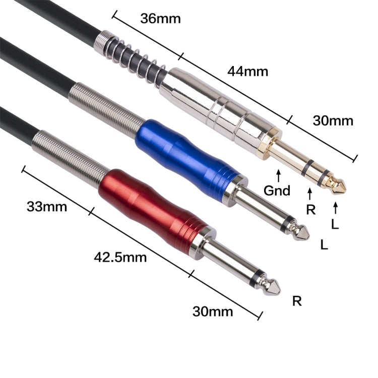 BLS0201-50 Stereo 6.35mm Male to Dual Mono 6.35mm Audio Cable, Length:5m - Microphone Audio Cable & Connector by buy2fix | Online Shopping UK | buy2fix