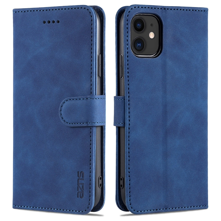 For iPhone 11 AZNS Skin Feel Calf Texture Horizontal Flip Leather Case with Card Slots & Holder & Wallet (Blue) - iPhone 11 Cases by AZNS | Online Shopping UK | buy2fix