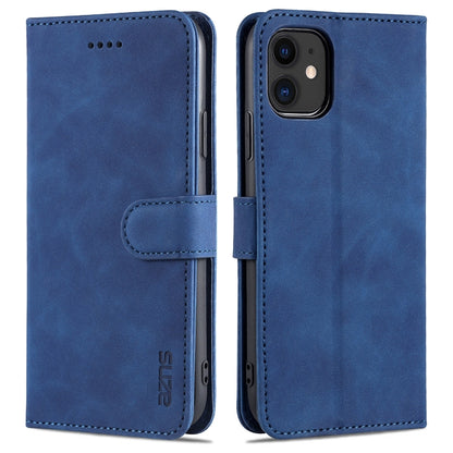 For iPhone 11 AZNS Skin Feel Calf Texture Horizontal Flip Leather Case with Card Slots & Holder & Wallet (Blue) - iPhone 11 Cases by AZNS | Online Shopping UK | buy2fix