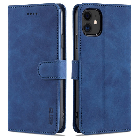 For iPhone 11 AZNS Skin Feel Calf Texture Horizontal Flip Leather Case with Card Slots & Holder & Wallet (Blue) - iPhone 11 Cases by AZNS | Online Shopping UK | buy2fix