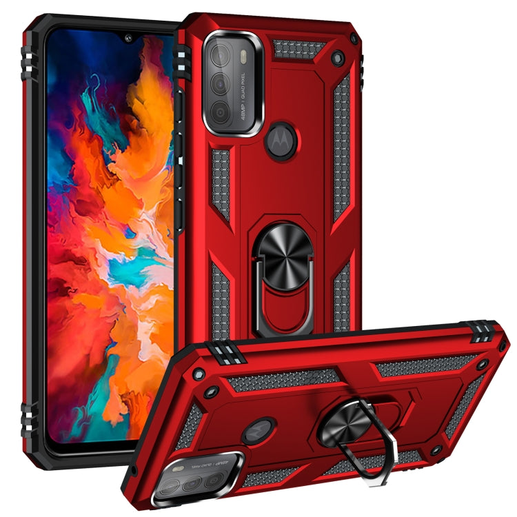 For Motorola Moto G50 Shockproof TPU + PC Protective Case with 360 Degree Rotating Holder(Red) - Motorola Cases by buy2fix | Online Shopping UK | buy2fix