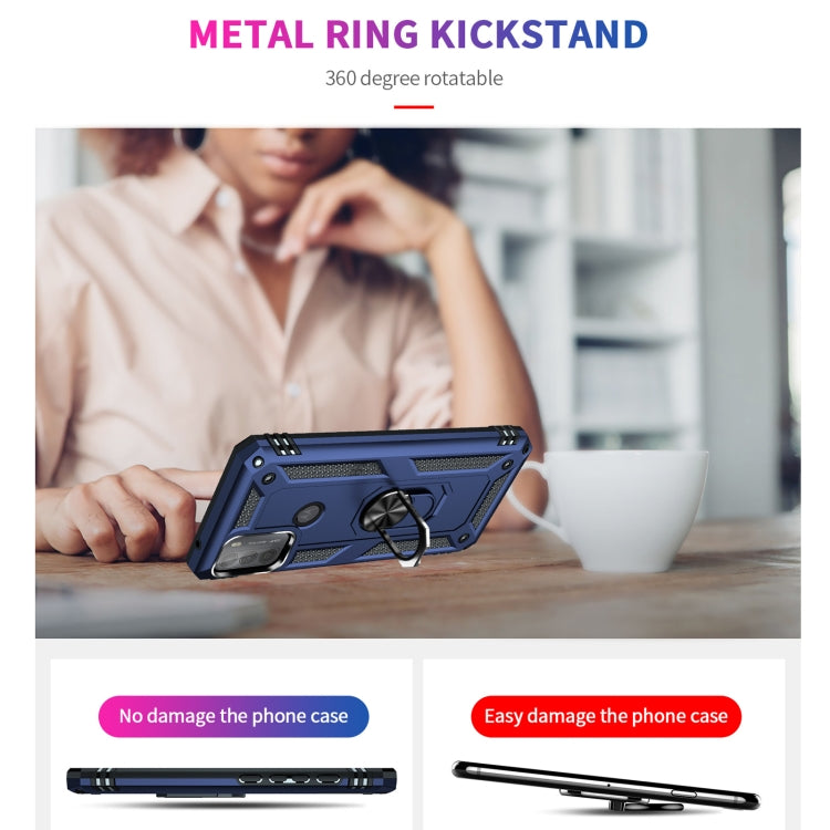 For Motorola Moto G50 Shockproof TPU + PC Protective Case with 360 Degree Rotating Holder(Blue) by buy2fix