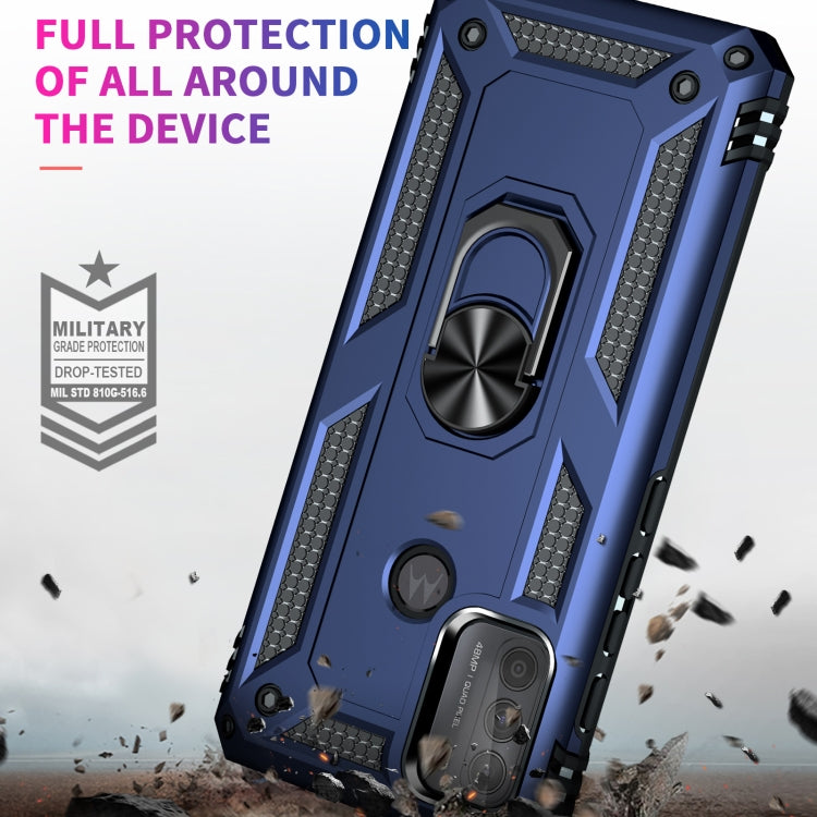For Motorola Moto G50 Shockproof TPU + PC Protective Case with 360 Degree Rotating Holder(Blue) by buy2fix