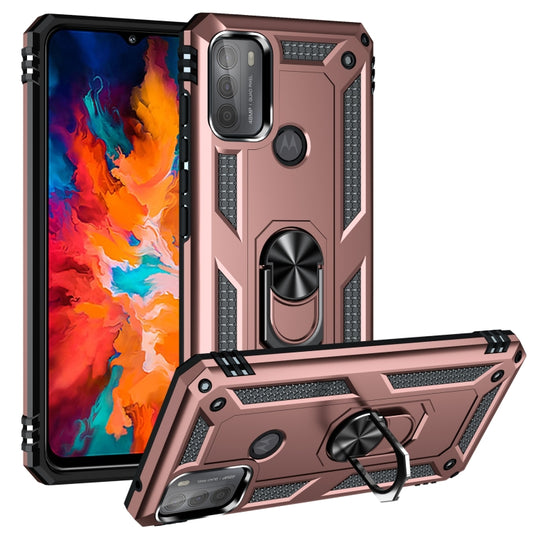 For Motorola Moto G50 Shockproof TPU + PC Protective Case with 360 Degree Rotating Holder(Rose Gold) - Motorola Cases by buy2fix | Online Shopping UK | buy2fix