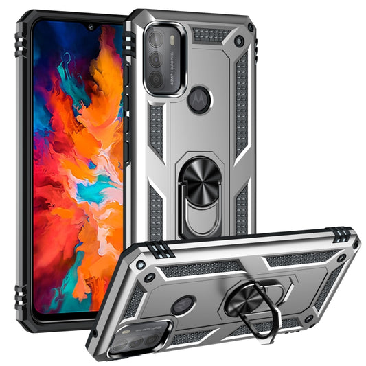 For Motorola Moto G50 Shockproof TPU + PC Protective Case with 360 Degree Rotating Holder(Silver) - Motorola Cases by buy2fix | Online Shopping UK | buy2fix