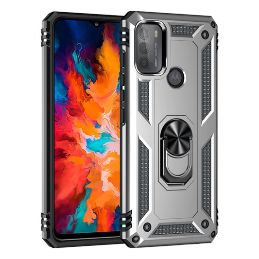 For Motorola Moto G50 Shockproof TPU + PC Protective Case with 360 Degree Rotating Holder(Silver) - Motorola Cases by buy2fix | Online Shopping UK | buy2fix