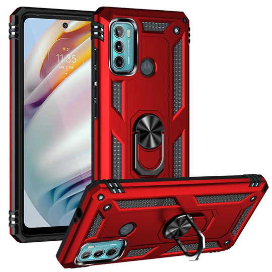 For Motorola Moto G60 / G40 Fusion Shockproof TPU + PC Protective Case with 360 Degree Rotating Holder(Red)