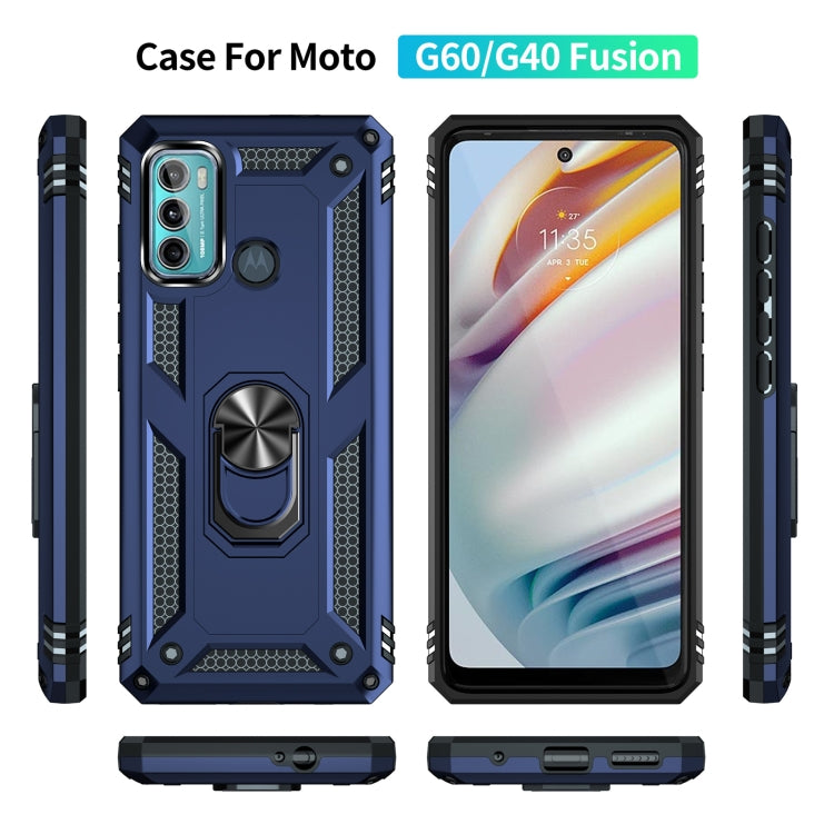 For Motorola Moto G60 / G40 Fusion Shockproof TPU + PC Protective Case with 360 Degree Rotating Holder(Blue) - Motorola Cases by buy2fix | Online Shopping UK | buy2fix