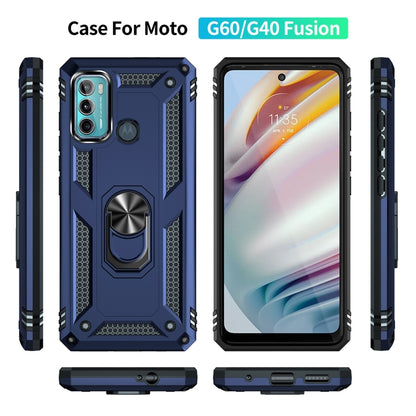 For Motorola Moto G60 / G40 Fusion Shockproof TPU + PC Protective Case with 360 Degree Rotating Holder(Blue) - Motorola Cases by buy2fix | Online Shopping UK | buy2fix