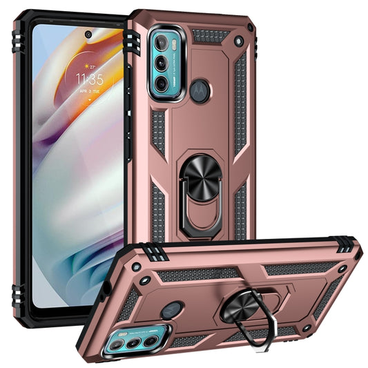 For Motorola Moto G60 / G40 Fusion Shockproof TPU + PC Protective Case with 360 Degree Rotating Holder(Rose Gold) - Motorola Cases by buy2fix | Online Shopping UK | buy2fix