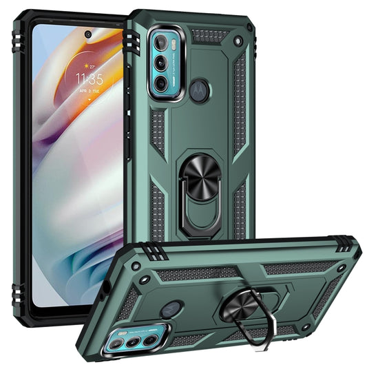 For Motorola Moto G60 / G40 Fusion Shockproof TPU + PC Protective Case with 360 Degree Rotating Holder(Dark Green) - Motorola Cases by buy2fix | Online Shopping UK | buy2fix