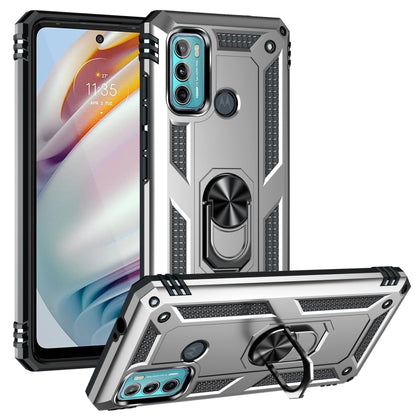 For Motorola Moto G60 / G40 Fusion Shockproof TPU + PC Protective Case with 360 Degree Rotating Holder(Silver) - Motorola Cases by buy2fix | Online Shopping UK | buy2fix