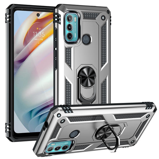 For Motorola Moto G60 / G40 Fusion Shockproof TPU + PC Protective Case with 360 Degree Rotating Holder(Silver) - Motorola Cases by buy2fix | Online Shopping UK | buy2fix