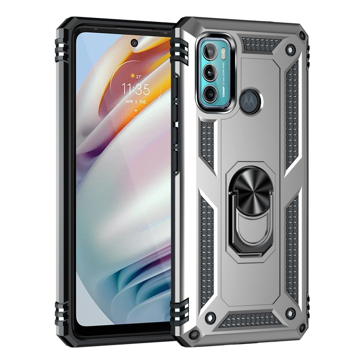 For Motorola Moto G60 / G40 Fusion Shockproof TPU + PC Protective Case with 360 Degree Rotating Holder(Silver) - Motorola Cases by buy2fix | Online Shopping UK | buy2fix
