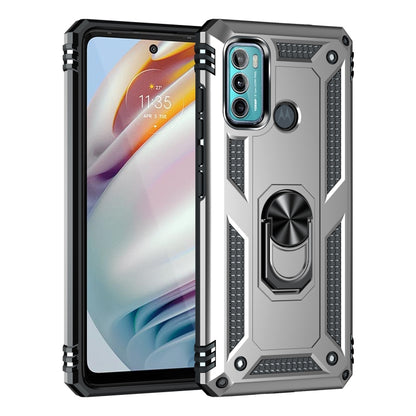 For Motorola Moto G60 / G40 Fusion Shockproof TPU + PC Protective Case with 360 Degree Rotating Holder(Silver) - Motorola Cases by buy2fix | Online Shopping UK | buy2fix