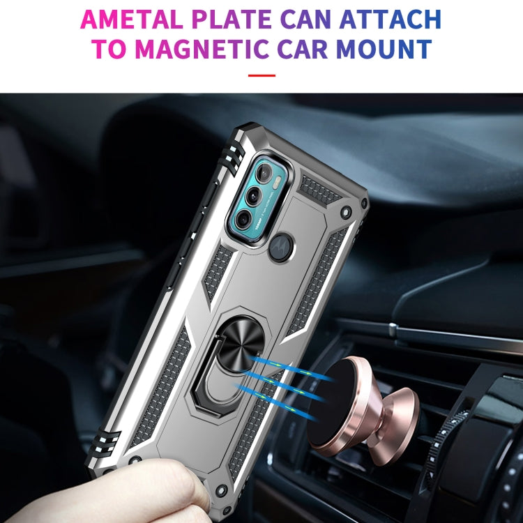 For Motorola Moto G60 / G40 Fusion Shockproof TPU + PC Protective Case with 360 Degree Rotating Holder(Silver) - Motorola Cases by buy2fix | Online Shopping UK | buy2fix