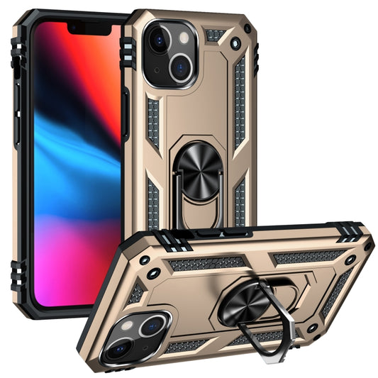 For iPhone 13 mini Shockproof TPU + PC Protective Case with 360 Degree Rotating Holder (Gold) - iPhone 13 mini Cases by buy2fix | Online Shopping UK | buy2fix