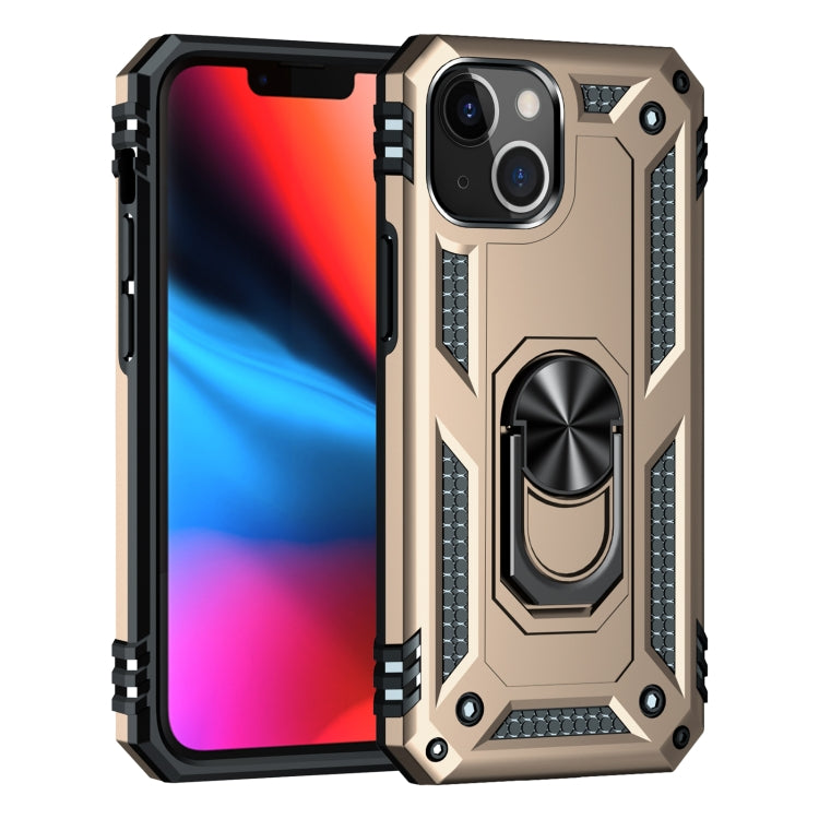 For iPhone 13 mini Shockproof TPU + PC Protective Case with 360 Degree Rotating Holder (Gold) - iPhone 13 mini Cases by buy2fix | Online Shopping UK | buy2fix